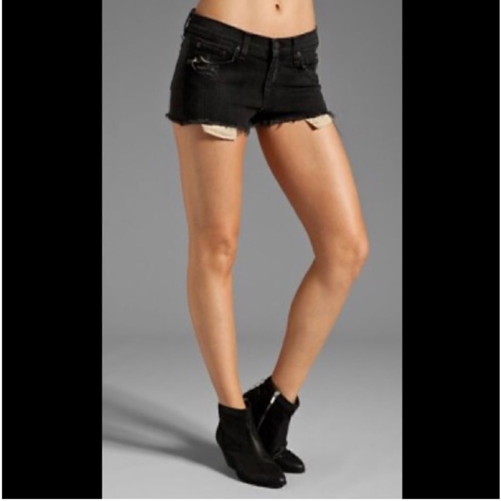 Rag & Bone Mila Distressed Rock Cutoffs in A Faded Black Raw Hem Women’s 29